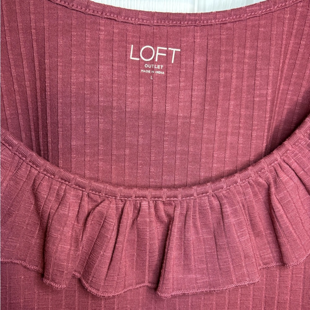 LOFT Ruffled Pink Tank Top - Picture 2 of 2